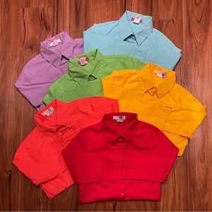 LE3NO 6 Piece Long Sleeve Button Down Business Shirt / Top Bundle - XS